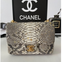 Reasonable Price Chanel SMALL FLAP BAG Snakeskin & Gold-Tone Metal AS3214 gray