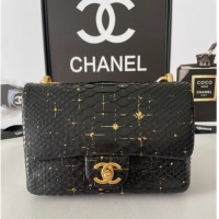 Popular Style Chanel SMALL FLAP BAG Snakeskin & Gold-Tone Metal AS3214 black&gold