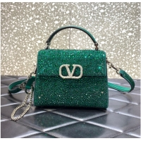 Super Quality  VALENTINO GARAVANI VSLING Shiny diamond Mini totebag XW2B0G9 green