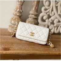 Good Product Chanel MINI FLAP BAG Lambskin & Gold-Tone Metal AP81210 WHITE