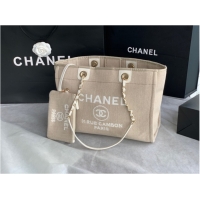 Trendy Design Chanel Canvas Shopping Bag 67001 Beige