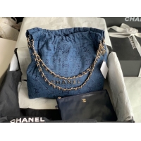 Shop Best CHANEL 22 HANDBAG Denim AS3260 blue&gold