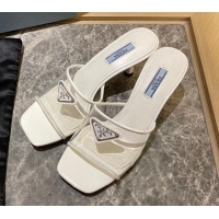 Fashion Prada TPU Logo Heel Slide Sandals 6.5cm White 2062283