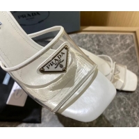 Fashion Prada TPU Logo Heel Slide Sandals 6.5cm White 2062283