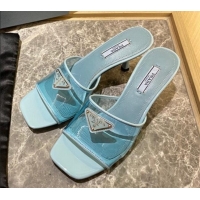 Hot Style Prada TPU Logo Heel Slide Sandals 6.5cm Blue 062287