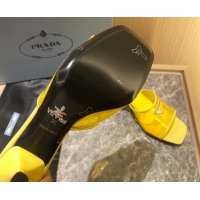 Duplicate Prada TPU Logo Heel Slide Sandals 6.5cm Yellow 062288