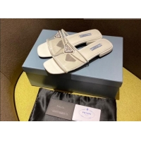 Low Price Prada TPU Logo Flat Slide Sandals White 062290