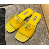 Sophisticated Prada TPU Logo Flat Slide 1.5 cm Sandals 062293 Yellow 