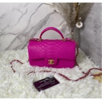 Unique Style Chanel Snake skin mini flap bag with top handle AS2431 PLUM PURPLE