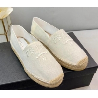 Low Price Prada Logo Linen Espadrilles White 071161