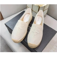 Low Price Prada Logo Linen Espadrilles White 071161