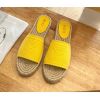 Luxury Prada Logo Canvas Espadrille Slide Sandals 072208 Yellow 