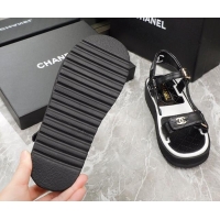 Low Price Chanel Calfskin Strap Sandals G38880 Black/White