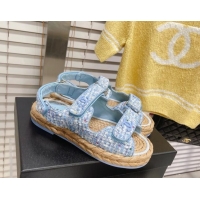 Chic Chanel Tweed Strap Sandals G38945 Blue