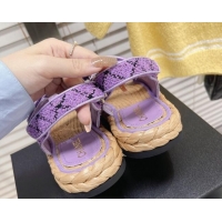 Perfect Chanel Tweed Strap Sandals G38945 Violet Purple