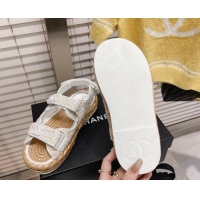 Duplicate Chanel Tweed Strap Sandals G38945 White/Beige