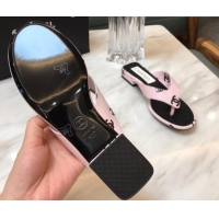 Trendy Design Chanel CC Printed Lambskin Thong Sandals G38978 Light Pink