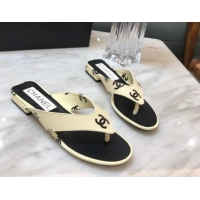 Original Cheap Chanel CC Printed Lambskin Thong Sandals G38978 Yellow