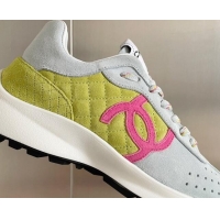 Classic Hot Chanel Suede Sneakers G39074 Light Grey/Yellow