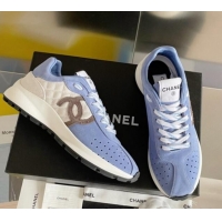 Sumptuous Chanel Suede Sneakers G39074 Blue/White