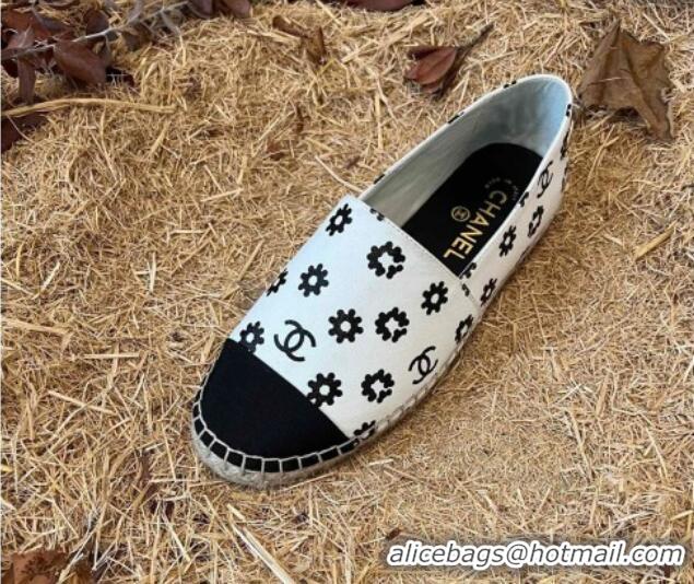 Cheaps Chanel Daisy Print Denim Espadrilles White 052045