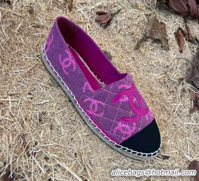 Luxury Chanel CC Denim Espadrilles G39028 Purple