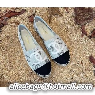 Sumptuous Chanel CC Denim Espadrilles G39028 Grey