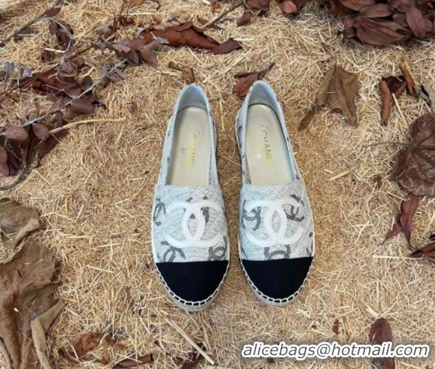 Sumptuous Chanel CC Denim Espadrilles G39028 Grey