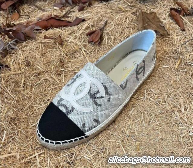 Sumptuous Chanel CC Denim Espadrilles G39028 Grey