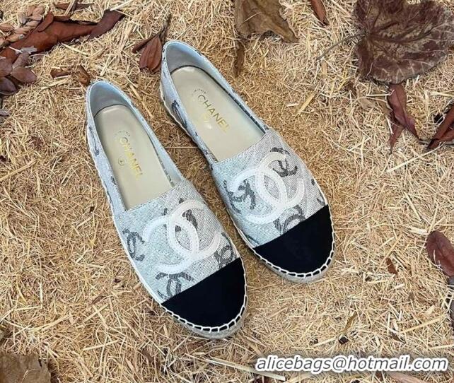 Sumptuous Chanel CC Denim Espadrilles G39028 Grey