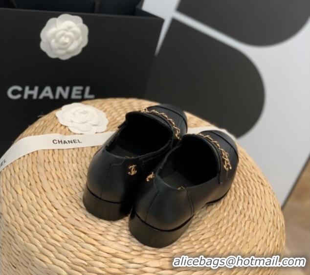 Best Product Chanel Lambskin Chain Loafers G38559 Black