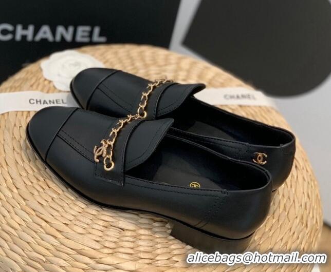 Best Product Chanel Lambskin Chain Loafers G38559 Black