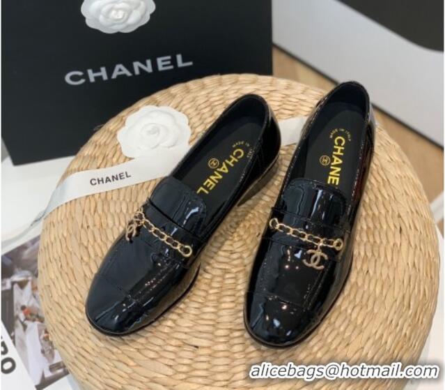 Best Product Chanel Lambskin Chain Loafers G38559 Black