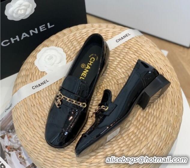 Grade Quality Chanel Patent Calfskin Chain Loafers G38559 Black