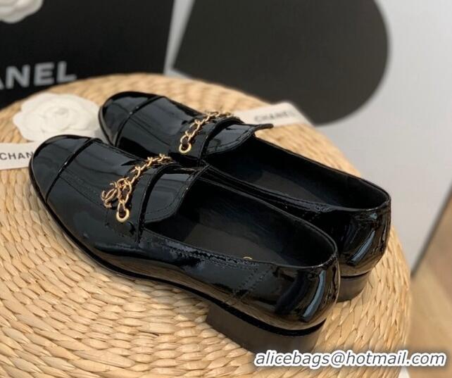 Grade Quality Chanel Patent Calfskin Chain Loafers G38559 Black