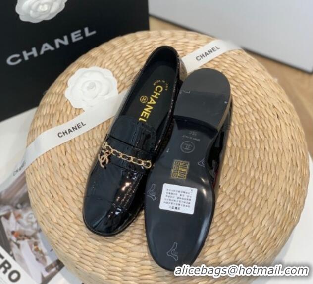 Grade Quality Chanel Patent Calfskin Chain Loafers G38559 Black