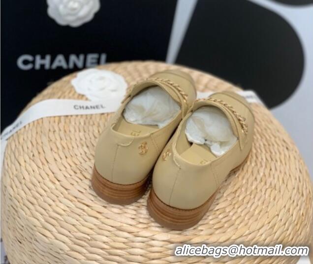 Good Looking Chanel Lambskin Chain Loafers G38559 Beige