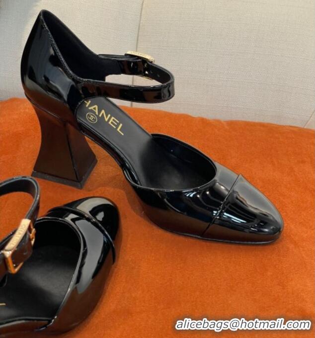 Grade Quality Chanel Patent Calfskin Open Shoes Pumps 8.5cm G39052 Black