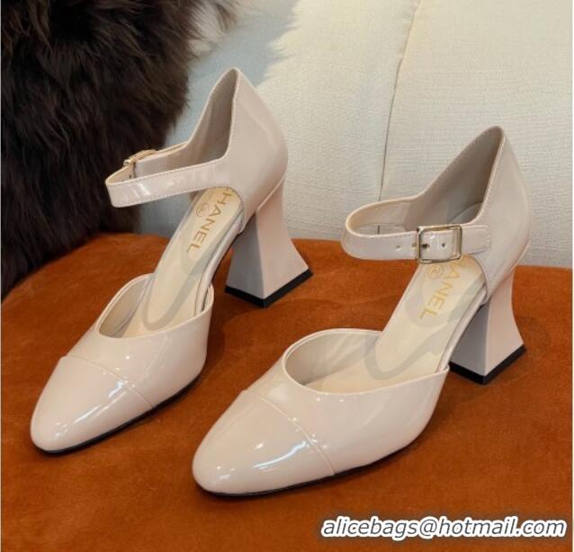 Good Product Chanel Patent Calfskin Open Shoes Pumps 8.5cm G39052 Nude