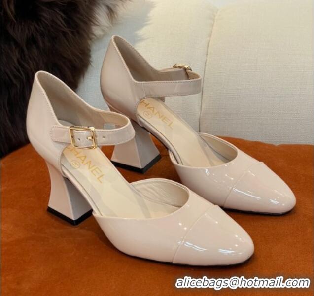 Good Product Chanel Patent Calfskin Open Shoes Pumps 8.5cm G39052 Nude