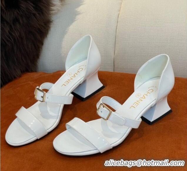 1:1 aaaaa Chanel Patent Calfskin Sandals 5.5cm G39050 White