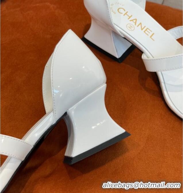 1:1 aaaaa Chanel Patent Calfskin Sandals 5.5cm G39050 White