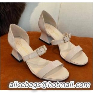 Low Cost Chanel Patent Calfskin Sandals 5.5cm G39050 Nude