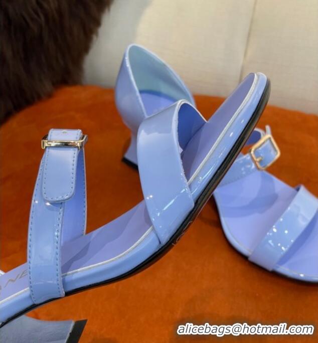 Good Quality Chanel Patent Calfskin Sandals 5.5cm G39050 Blue