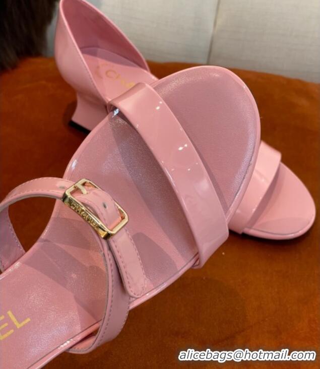 Discount Chanel Patent Calfskin Sandals 5.5cm G39050 Pink