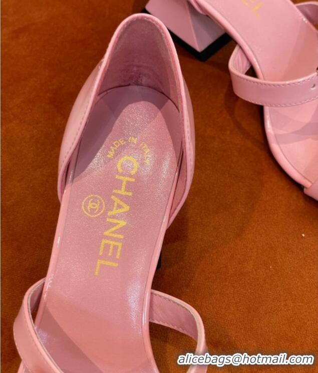 Discount Chanel Patent Calfskin Sandals 5.5cm G39050 Pink