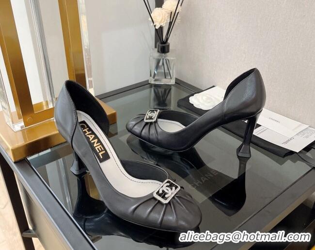 Best Price Chanel Lambskin Crystal CC Pumps 9cm Black 0525120