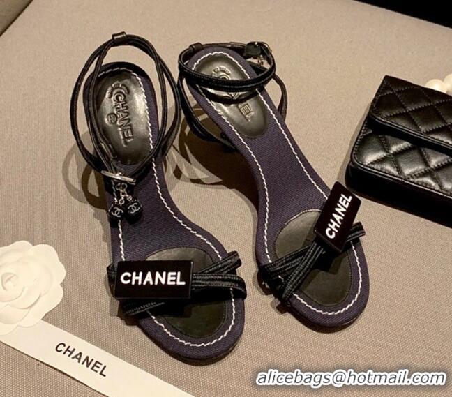 Low Cost Chanel Logo Patch Sandals Black 060225