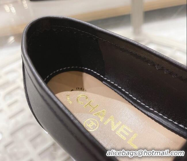 Grade Quality Chanel Calf Leather Flat Loafers Black 060118