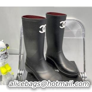 Good Product Chanel Rubber Rain Boots Black 062056